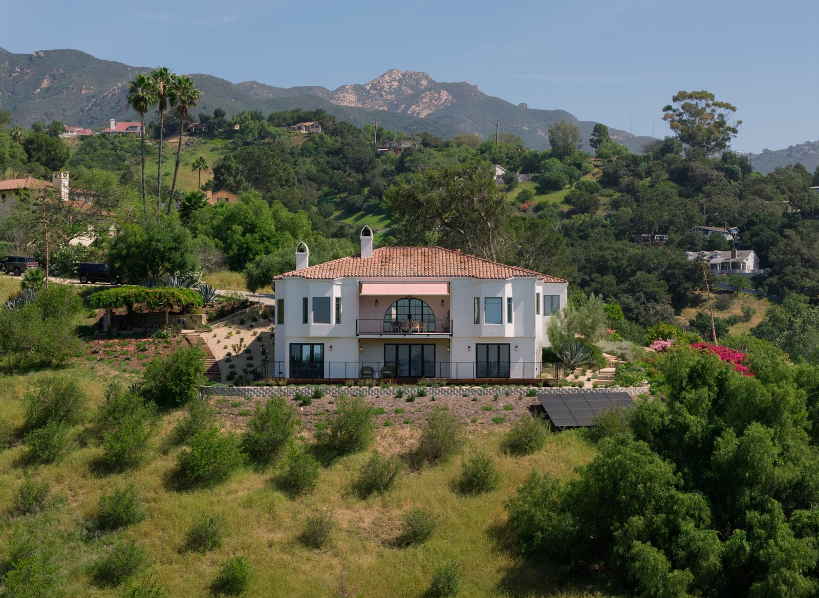 A custom home set into the Santa Barbara hillside.