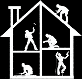 Graphic of house with construction workers